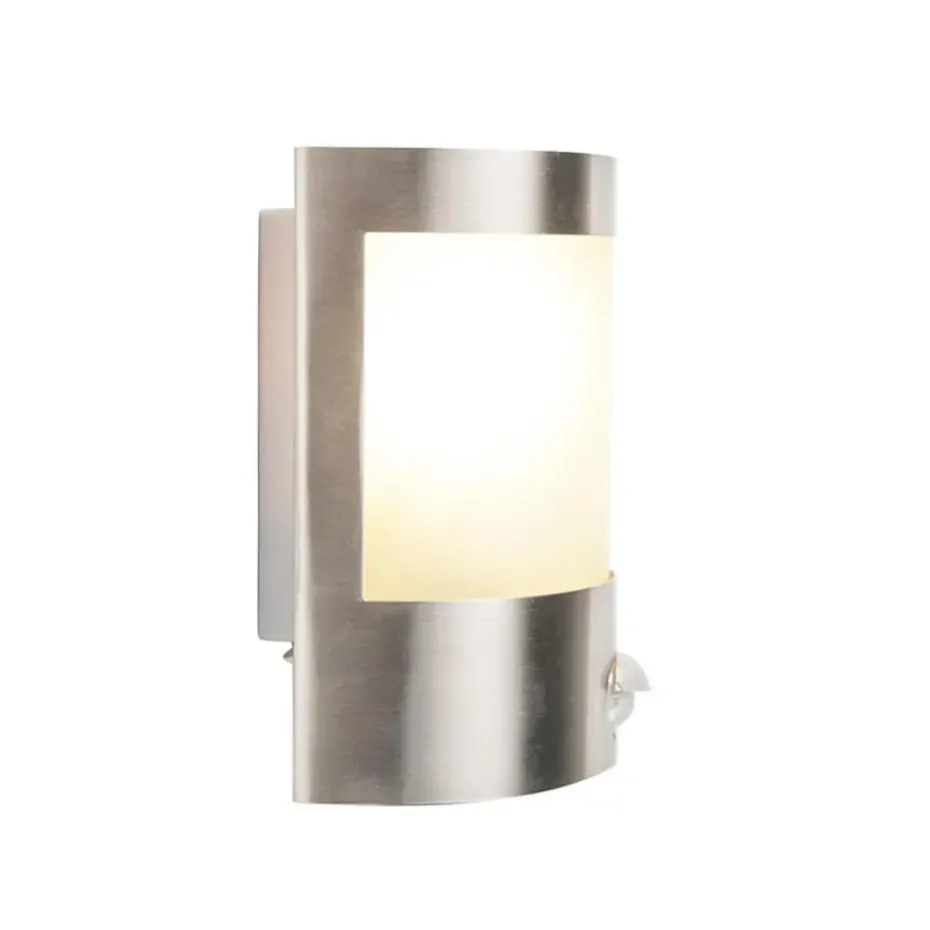 Qazqa buitenlampen met sensor mira zilverkleurig e27