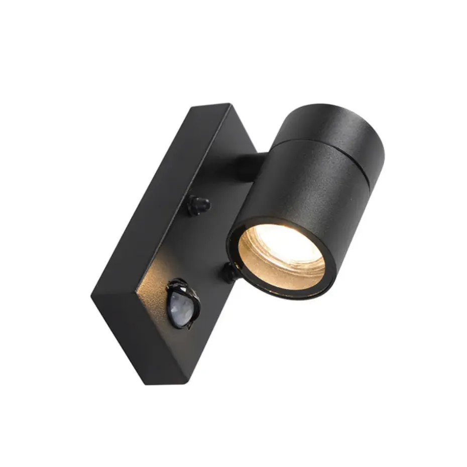Qazqa buitenlampen met sensor solo zwart gu10