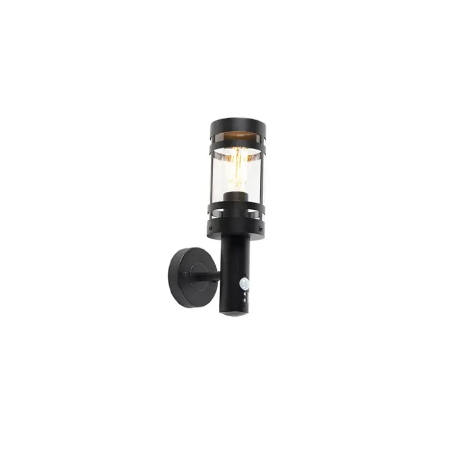 Qazqa buitenlampen met sensor gleam zwart e27