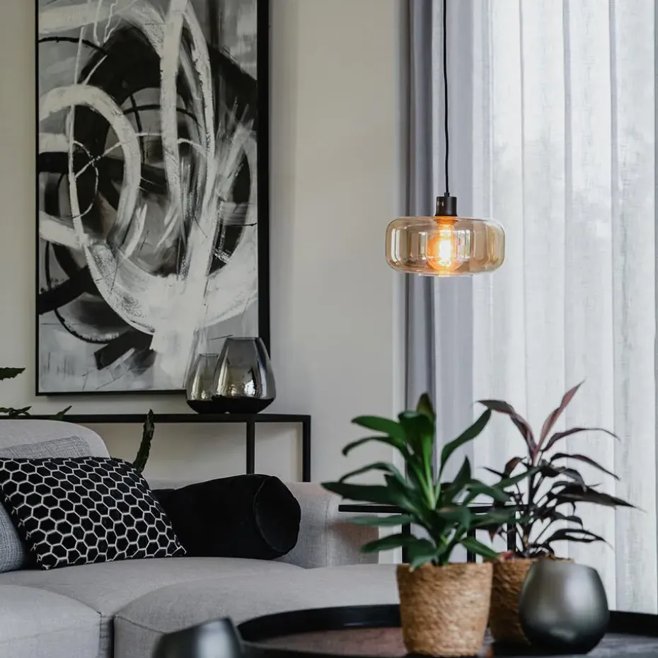 Qazqa hanglampen bizle beige e27