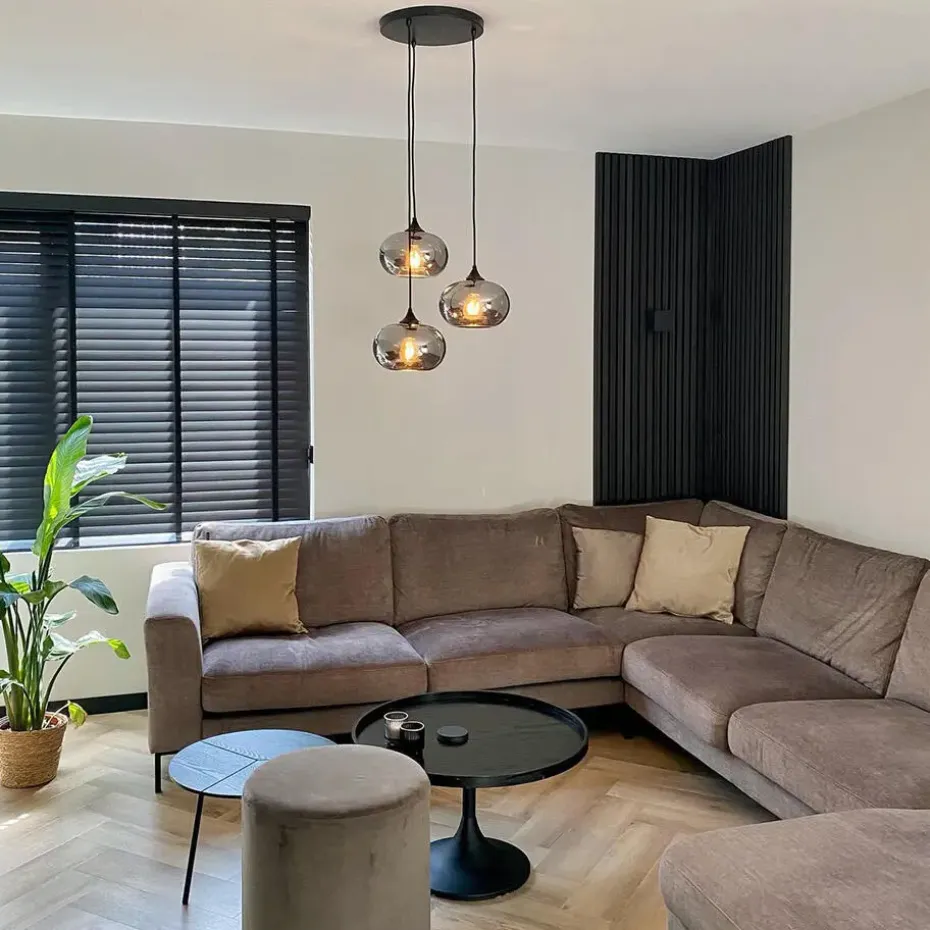 Qazqa hanglampen busa zwart e27