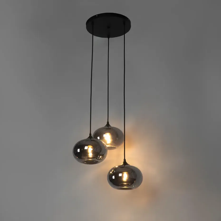 Qazqa hanglampen busa zwart e27