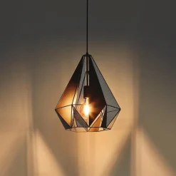 Qazqa hanglampen carcass zwart e27