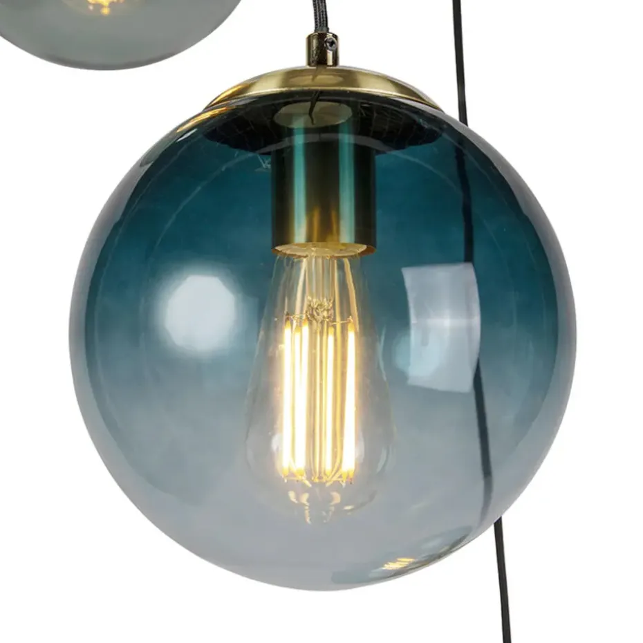 Qazqa hanglampen pallon goudkleurig e27