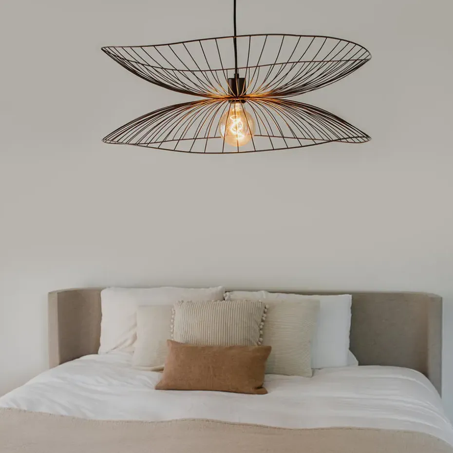 Qazqa hanglampen pua bruin e27