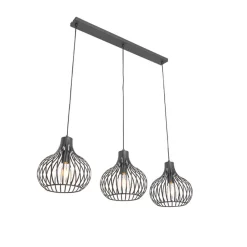 Qazqa hanglampen saffira zwart e27