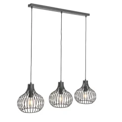 Qazqa hanglampen saffira zwart e27