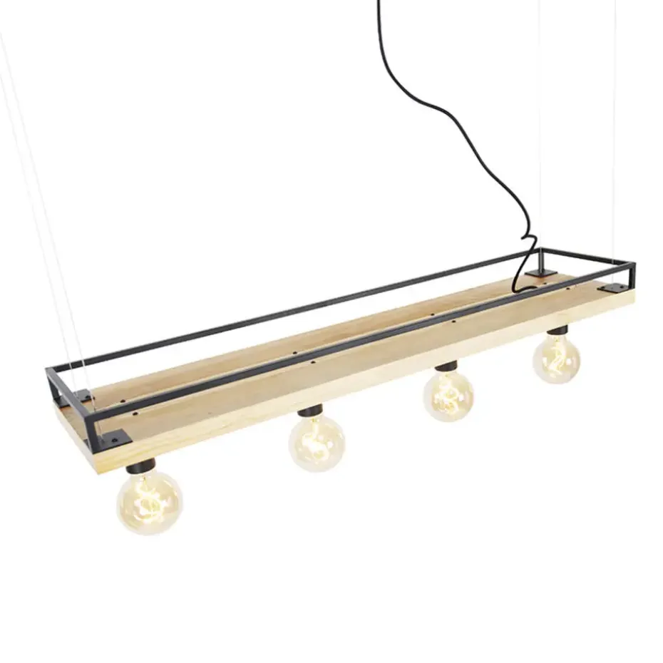 Qazqa hanglampen shelf zwart e27