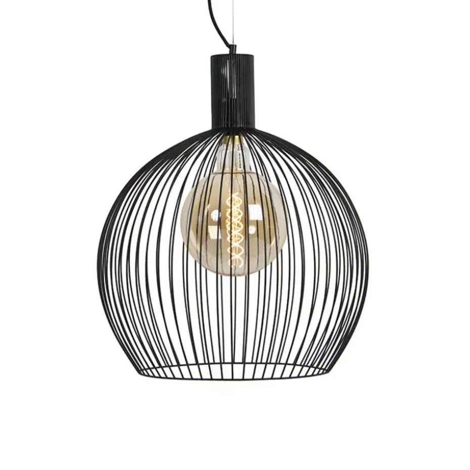 Qazqa hanglampen wire zwart e27