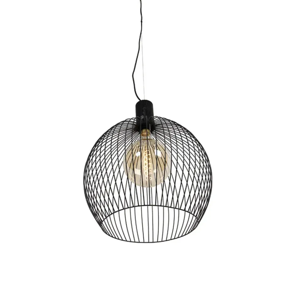 Qazqa hanglampen wire zwart e27