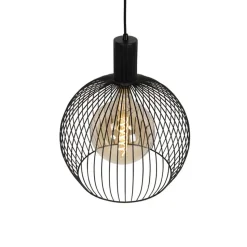 Qazqa hanglampen wire zwart e27