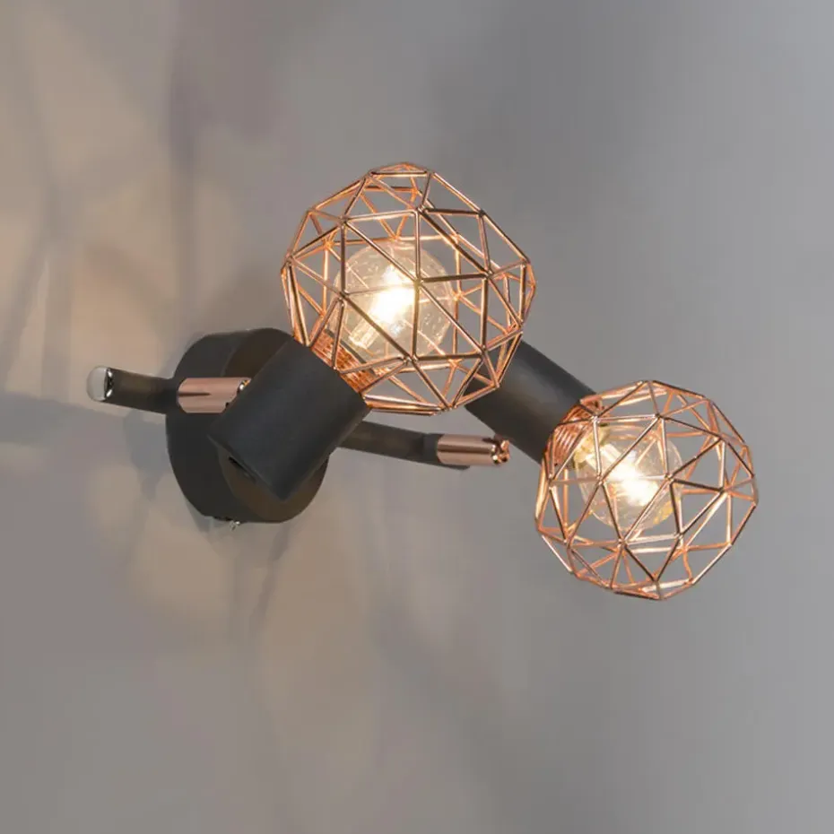 Qazqa opbouwspots mesh bruin e14