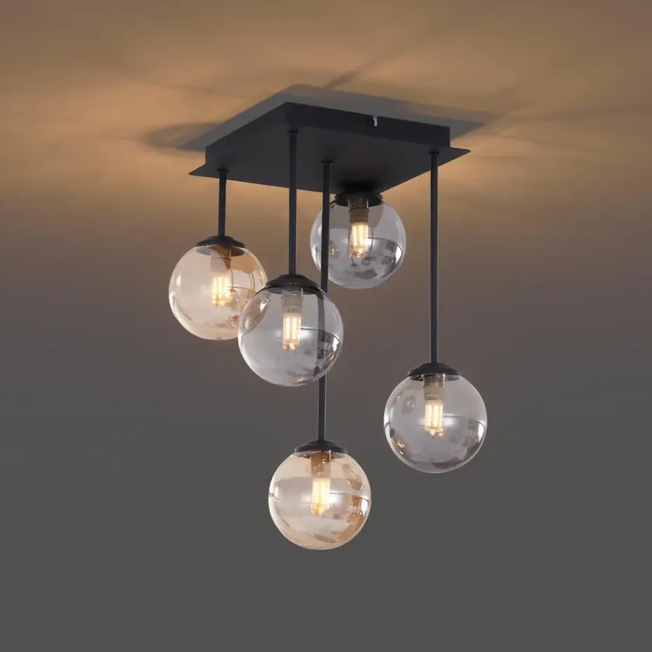 Qazqa plafondlampen athens zwart g9
