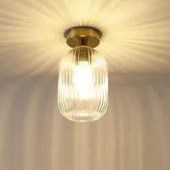 Qazqa plafondlampen banci goudkleurig e27