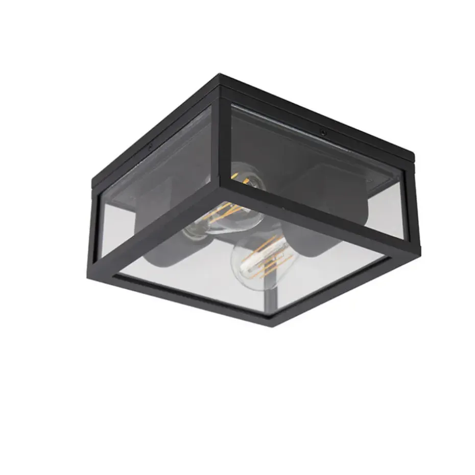 Qazqa plafondlampen buiten charlois zwart e27
