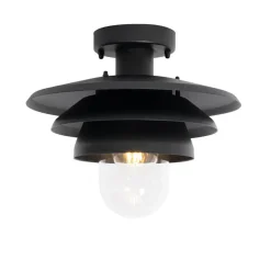 Qazqa plafondlampen buiten morty zwart e27