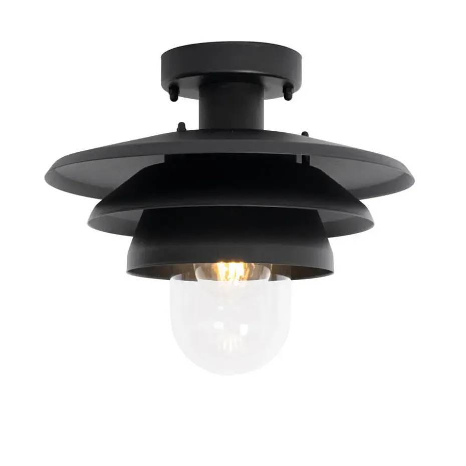 Qazqa plafondlampen buiten morty zwart e27