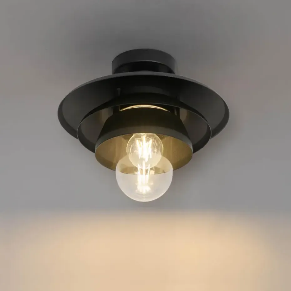 Qazqa plafondlampen buiten morty zwart e27