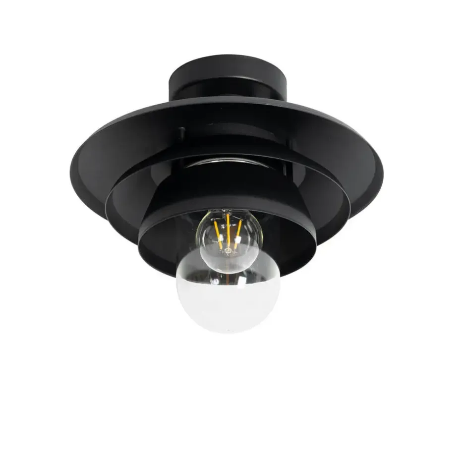 Qazqa plafondlampen buiten morty zwart e27