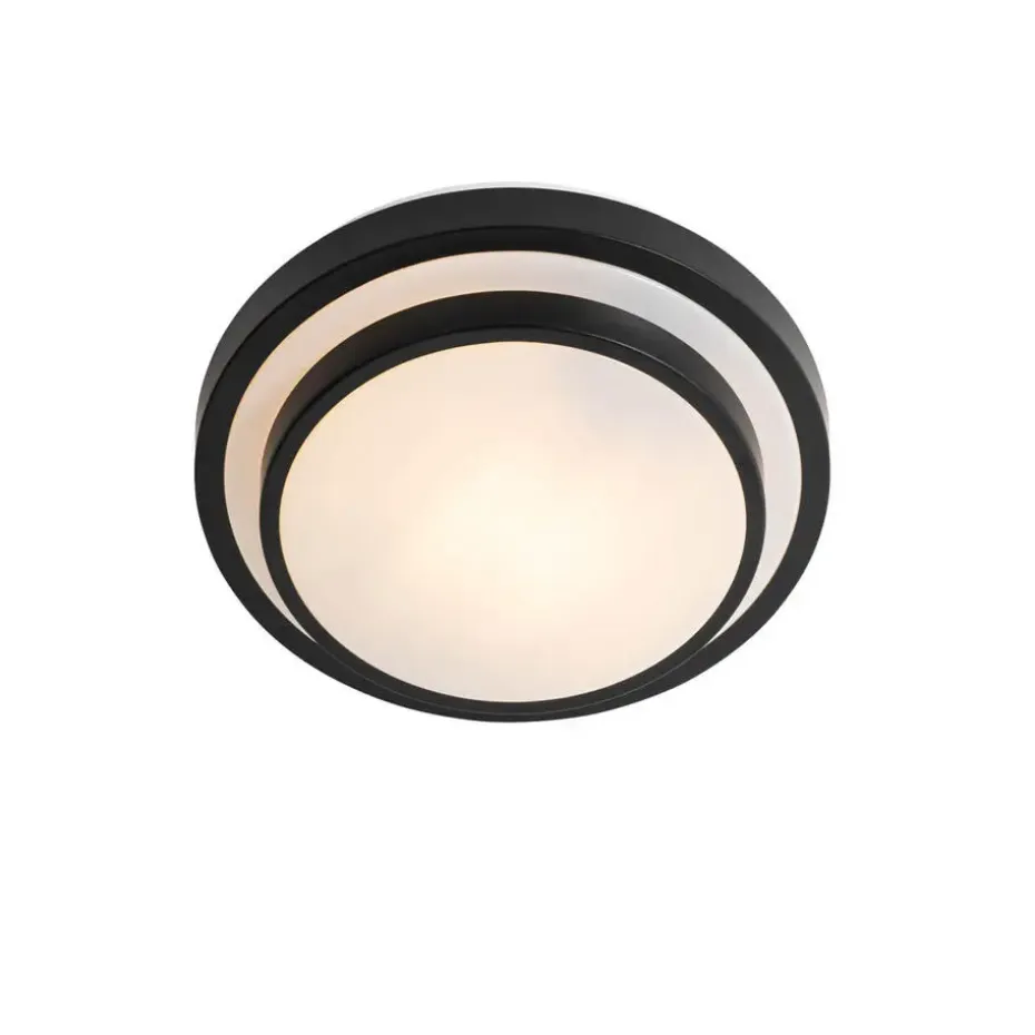 Qazqa plafondlampen buiten walden zwart e27