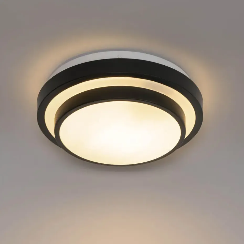 Qazqa plafondlampen buiten walden zwart e27