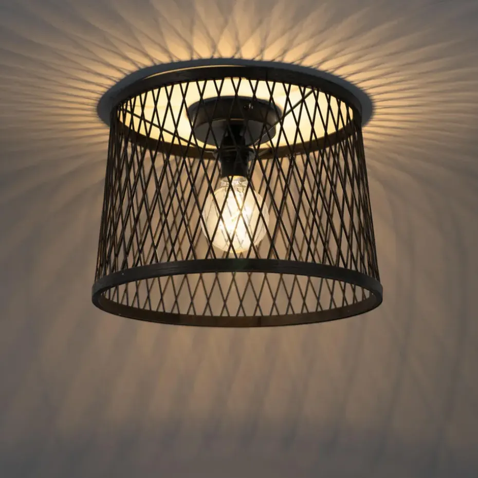Qazqa plafondlampen buiten calamus zwart e27
