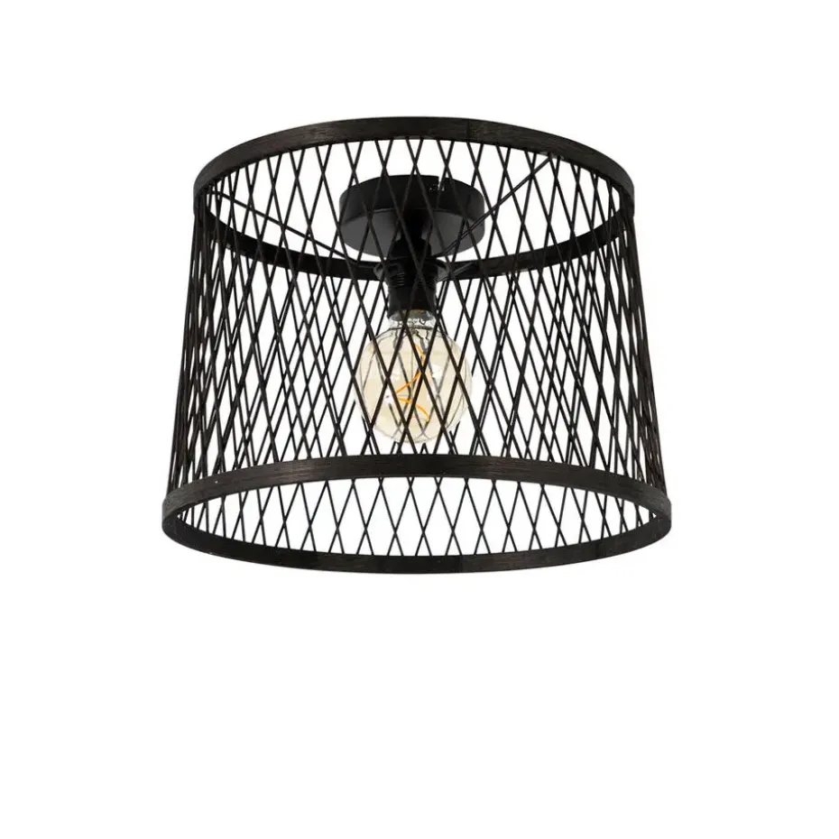 Qazqa plafondlampen buiten calamus zwart e27