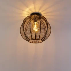 Qazqa plafondlampen dong bruin e27