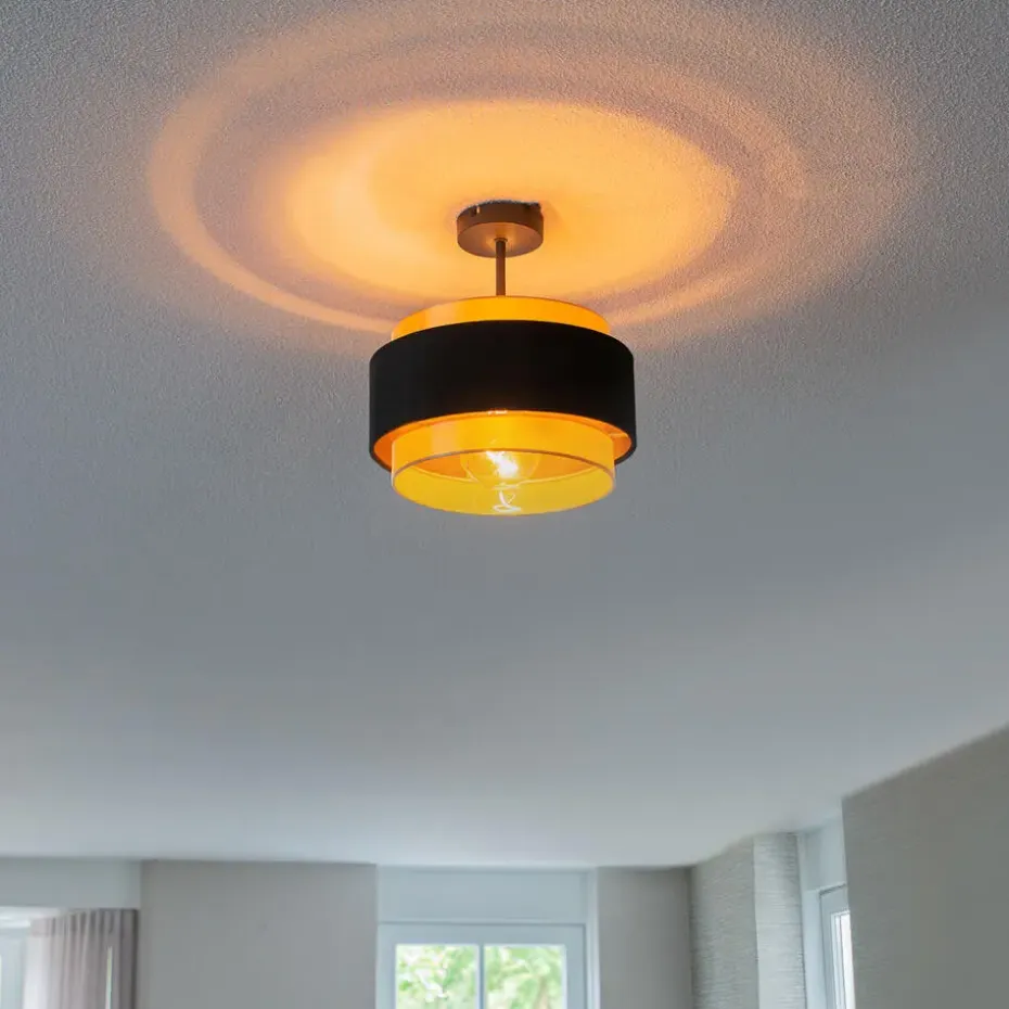 Qazqa plafondlampen elif zwart e27