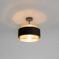 Qazqa plafondlampen elif zwart e27
