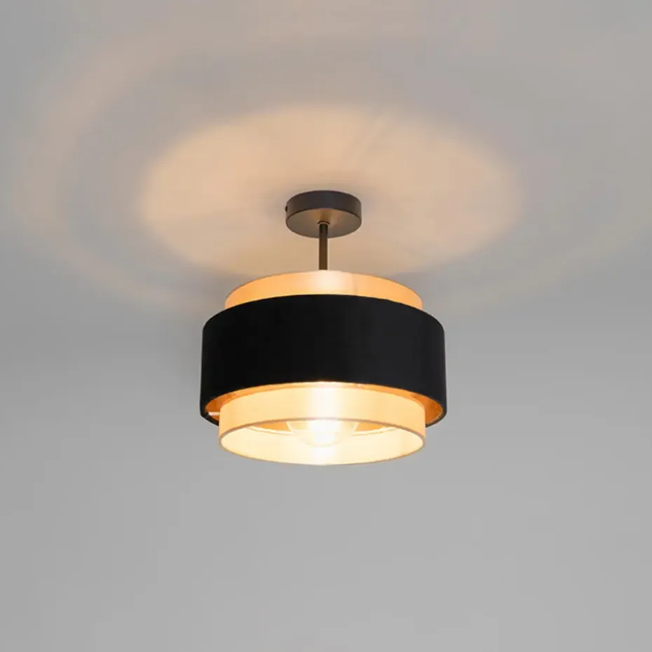 Qazqa plafondlampen elif zwart e27