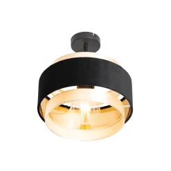 Qazqa plafondlampen elif zwart e27