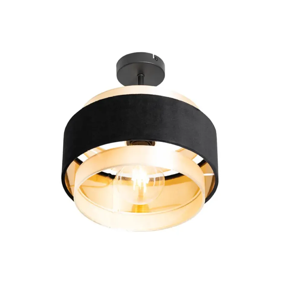 Qazqa plafondlampen elif zwart e27