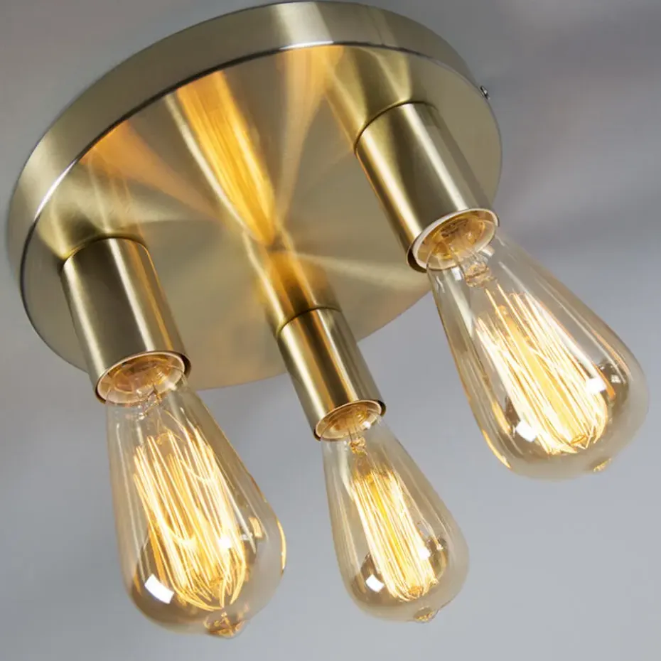Qazqa plafondlampen facil goudkleurig e27