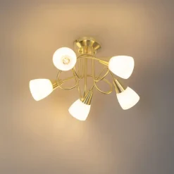 Qazqa plafondlampen inez goudkleurig e14