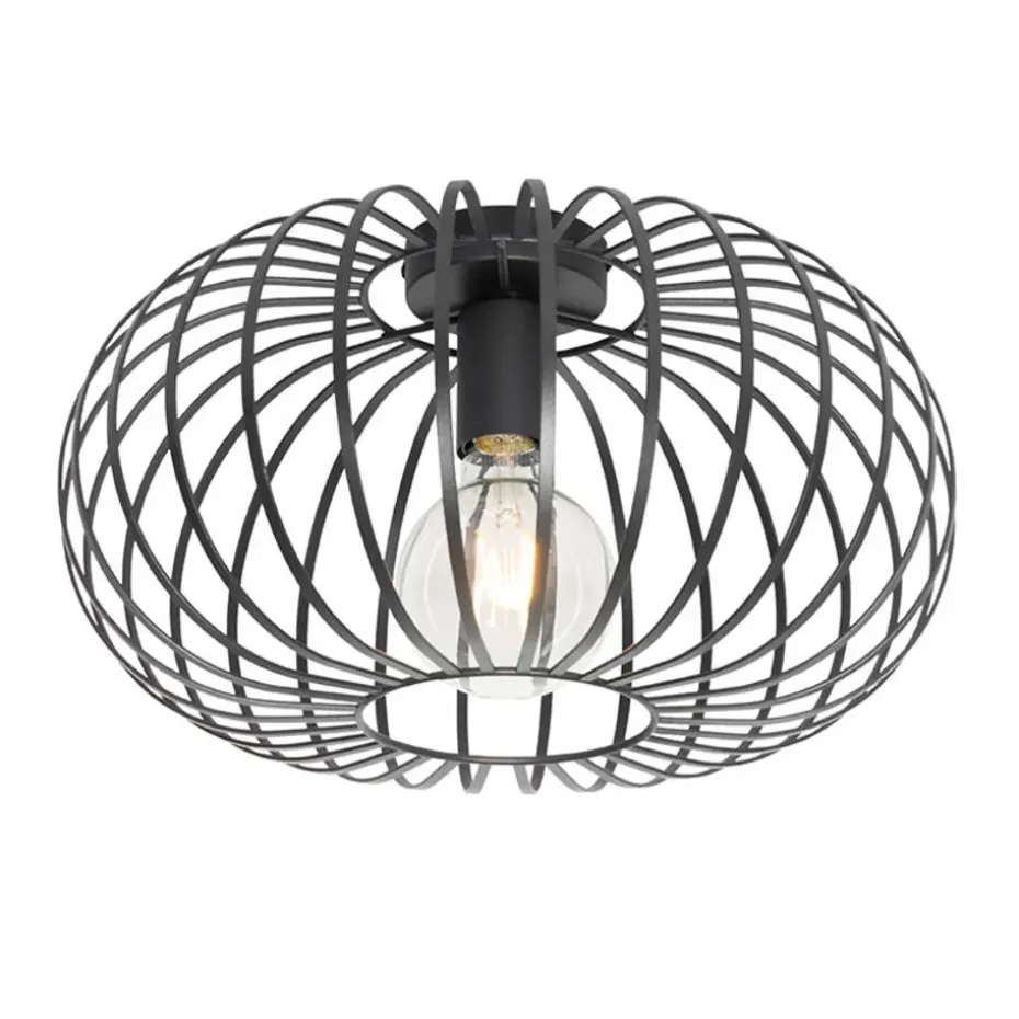 Qazqa plafondlampen johanna zwart e27