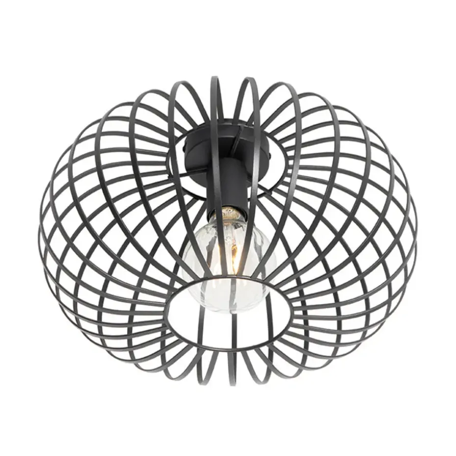 Qazqa plafondlampen johanna zwart e27