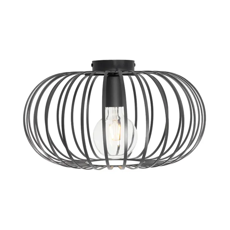 Qazqa plafondlampen johanna zwart e27