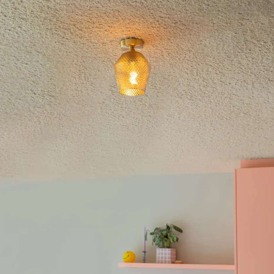 Qazqa plafondlampen karce goudkleurig e27