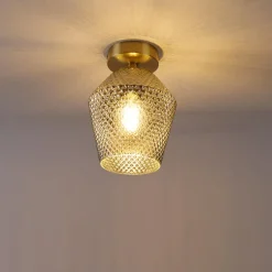 Qazqa plafondlampen karce goudkleurig e27