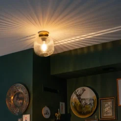 Qazqa plafondlampen karel goudkleurig e27