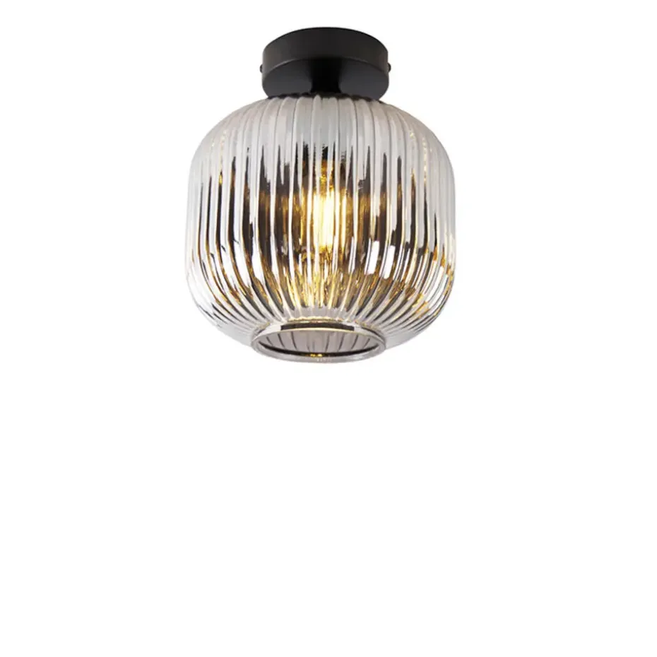 Qazqa plafondlampen karel zwart e27