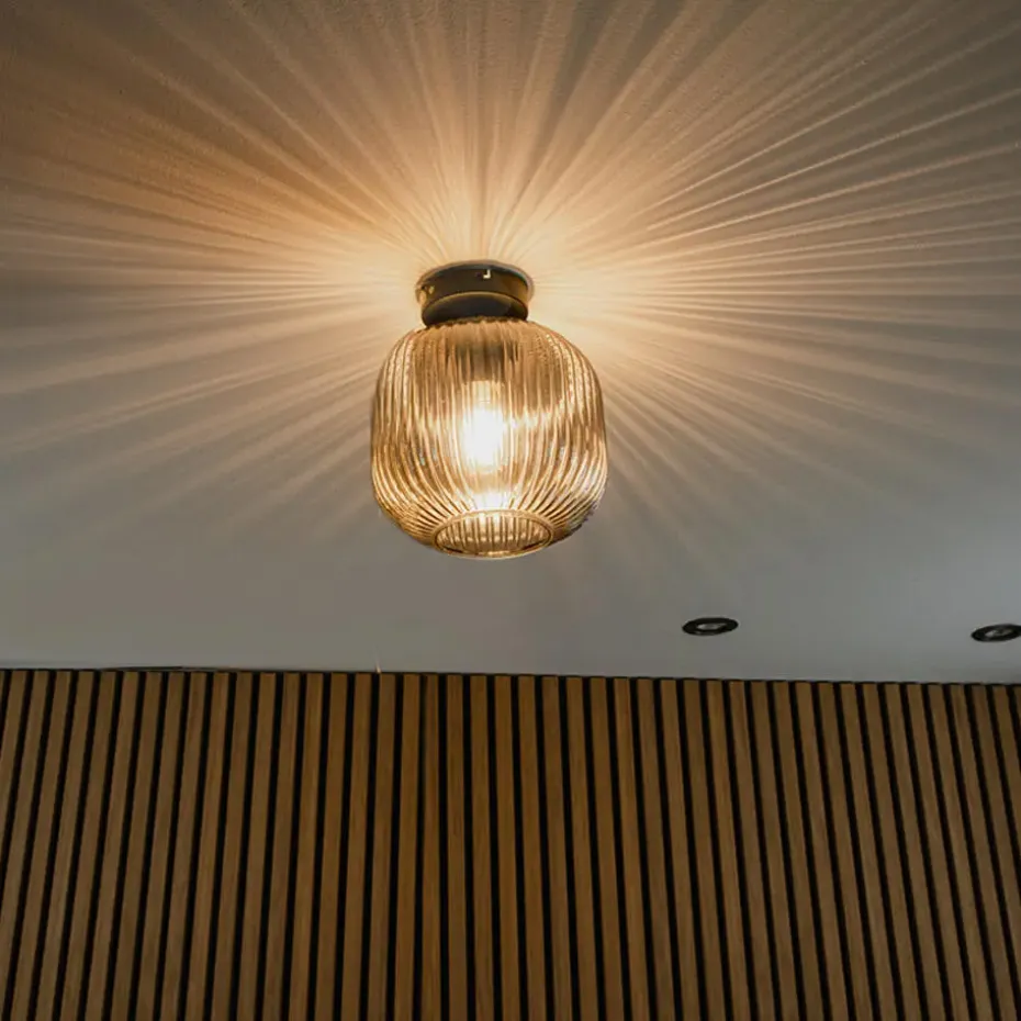 Qazqa plafondlampen karel zwart e27