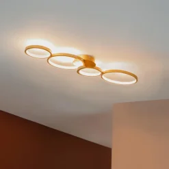 Qazqa plafondlampen lupolo goudkleurig geïntegreerde led