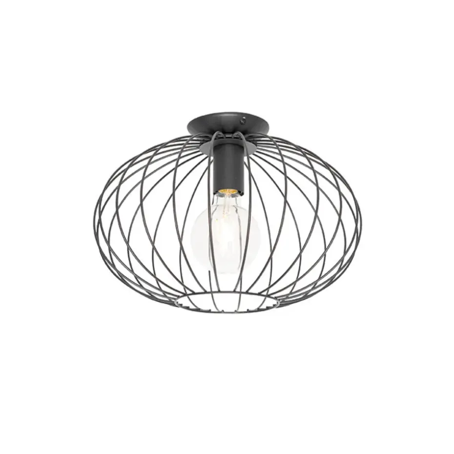 Qazqa plafondlampen margarita zwart e27