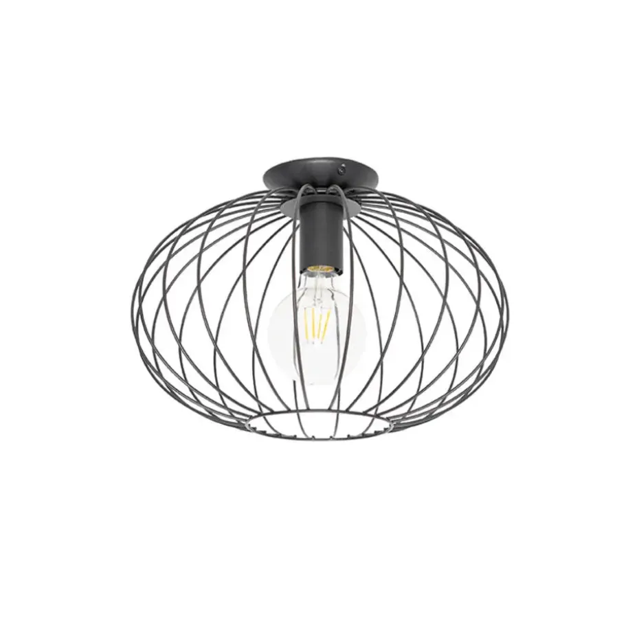 Qazqa plafondlampen margarita zwart e27