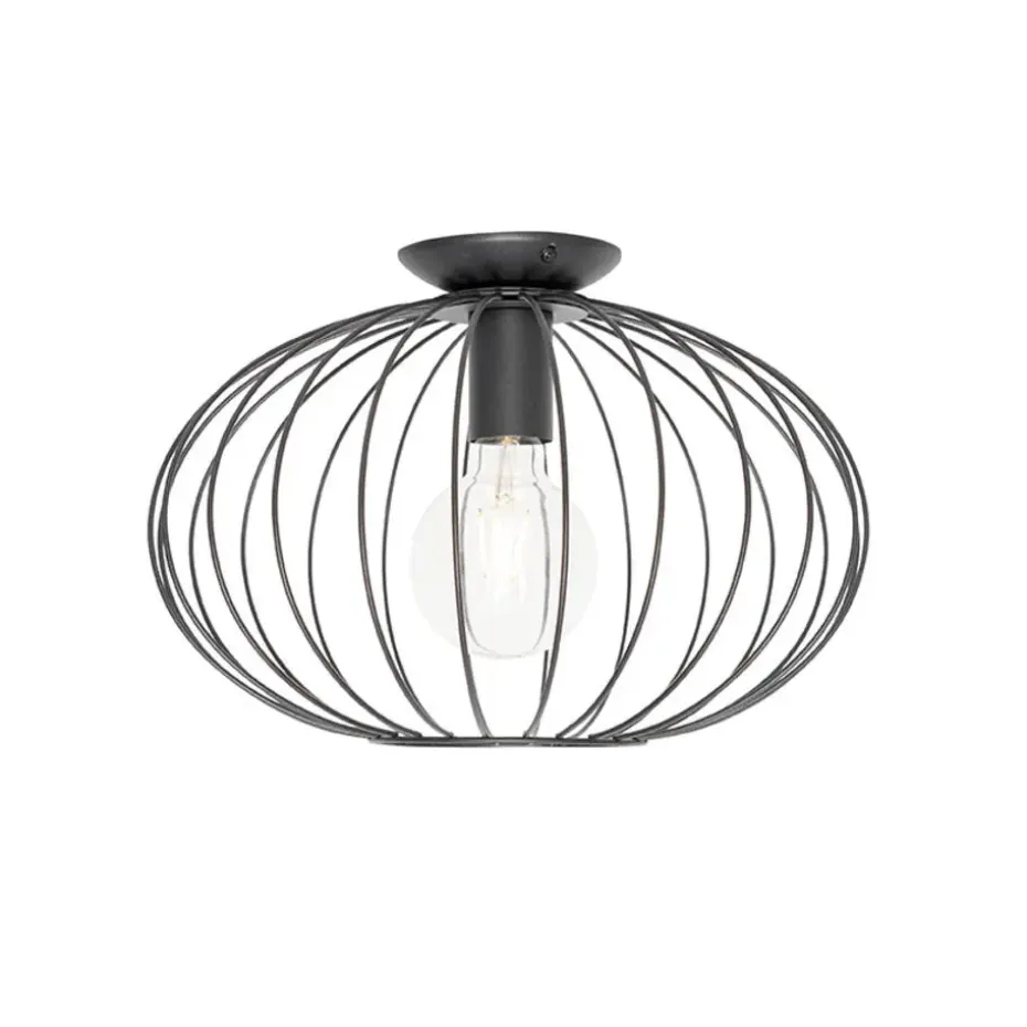 Qazqa plafondlampen margarita zwart e27