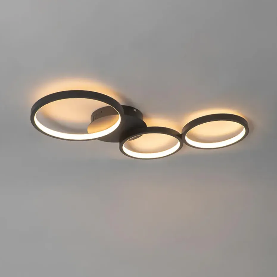 Qazqa plafondlampen pande zwart geïntegreerde led