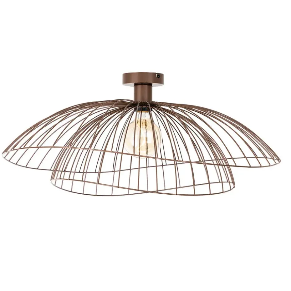 Qazqa plafondlampen pua bruin e27
