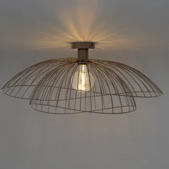 Qazqa plafondlampen pua bruin e27